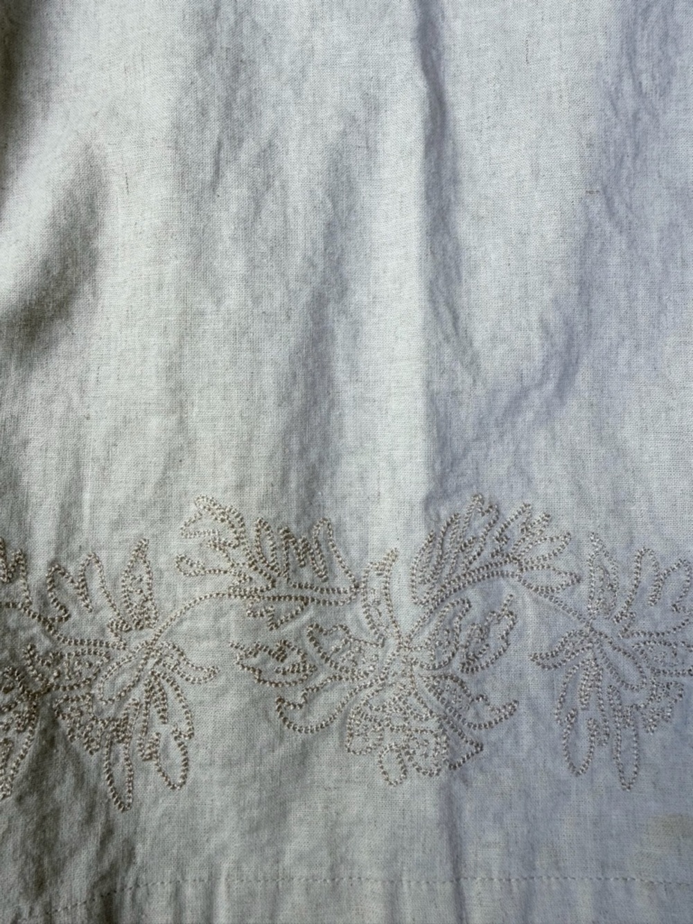 White Stag Light Cream linen Wide-Leg Embroidered Pants - Picture 5 of 14